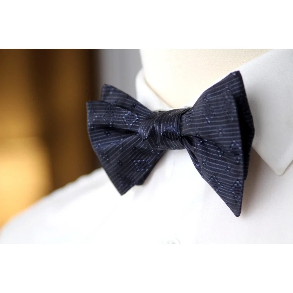 Men's Self-tied Bow‎ Tie 100%Silk Navy Ornament S731BC
